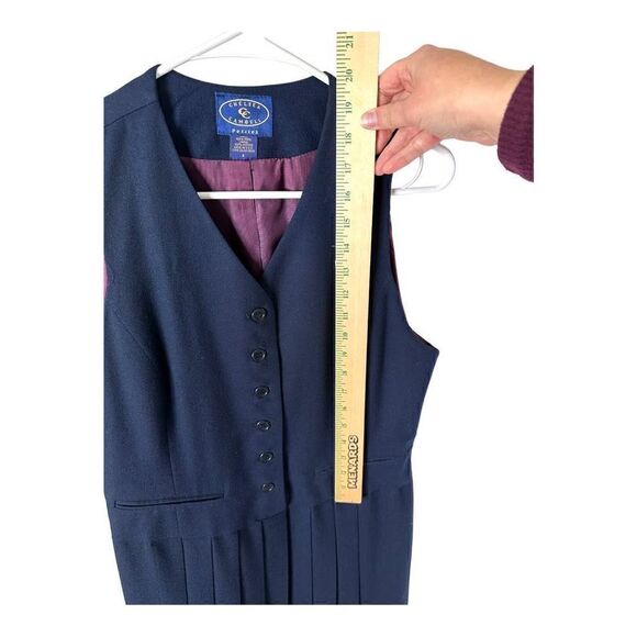 Vintage Chelsea Cambell Navy Wool Blend Midi Dress - Size 8 - Picture 7 of 7